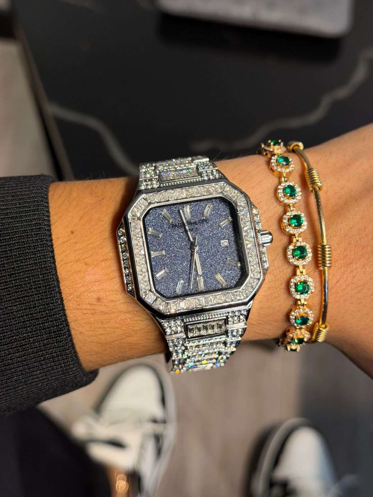 Patk Phlppe Diamond Plateado Tablero Turquesa