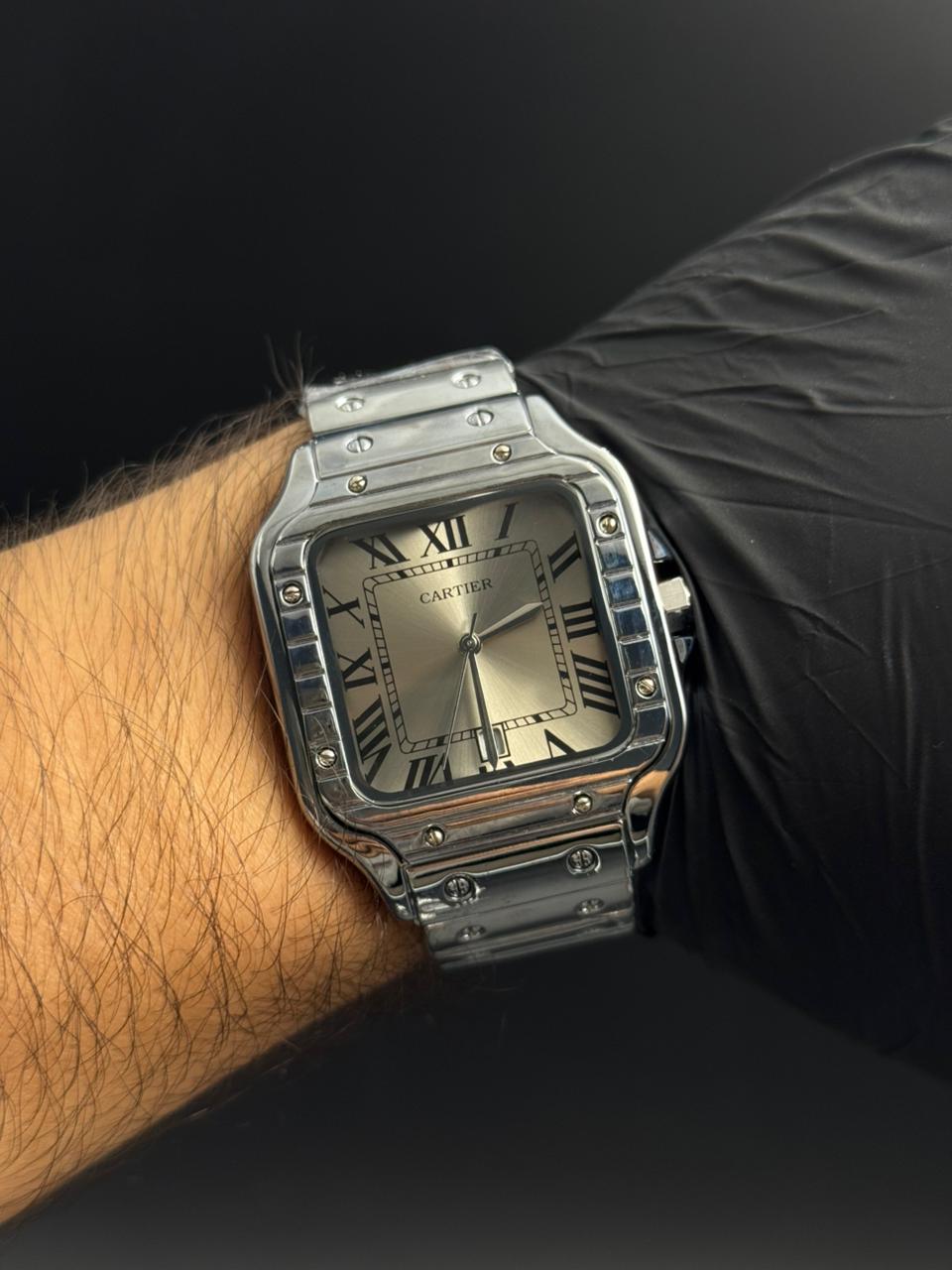 Cartier Santos Metálico Plateado