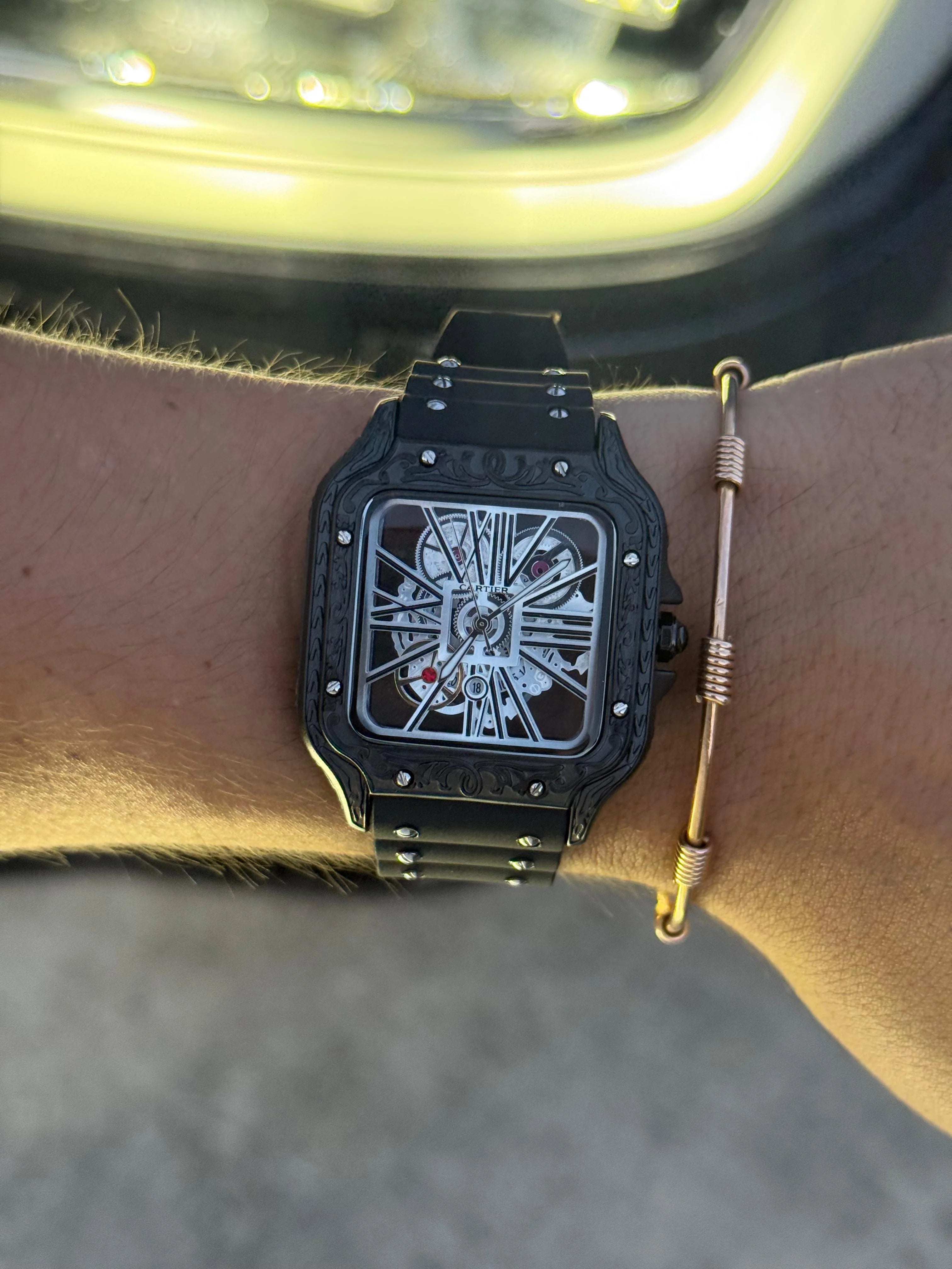 Crtr Santos Tallado Negro Tablero Plateado