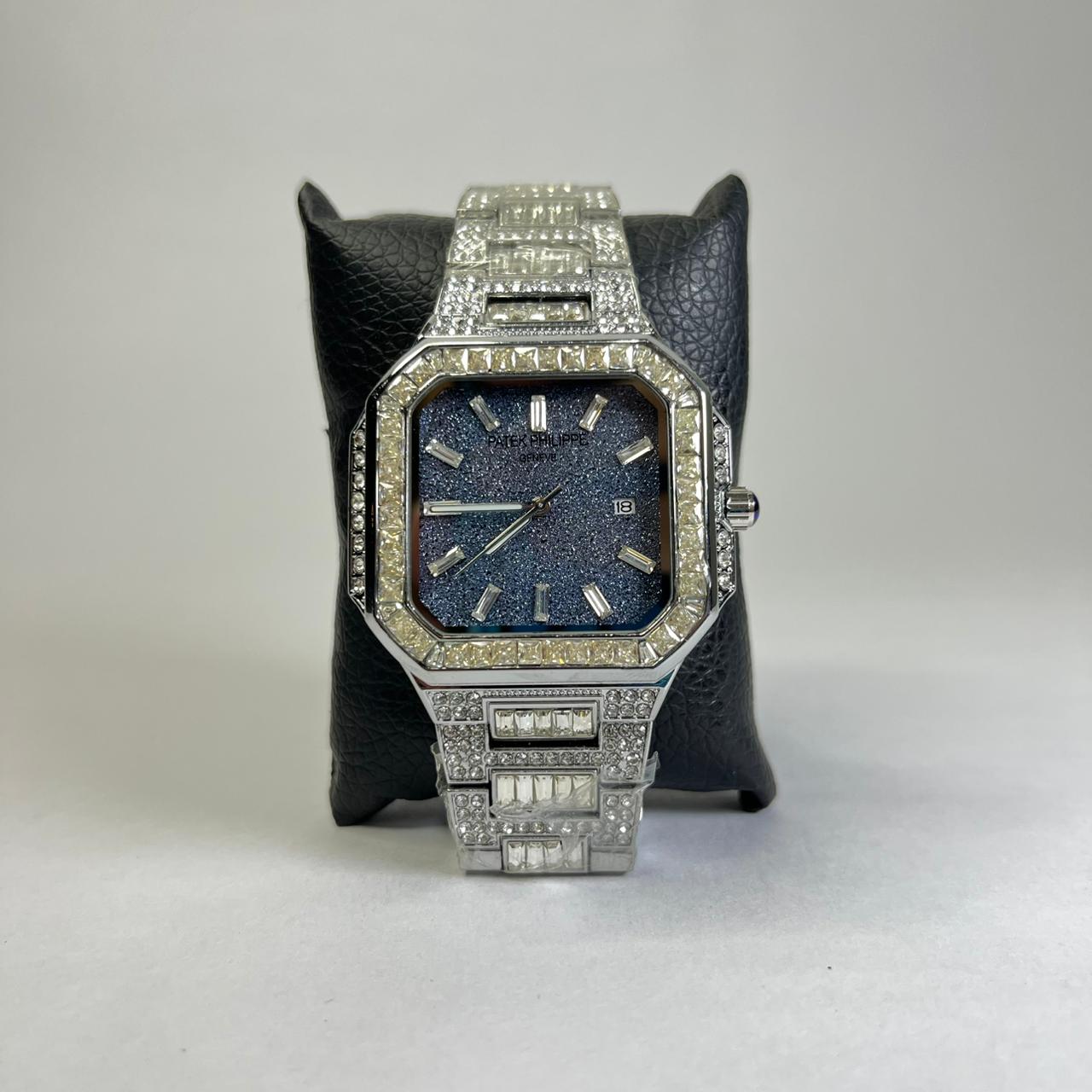 Patek Phillippe Diamond Plateado Turquesa