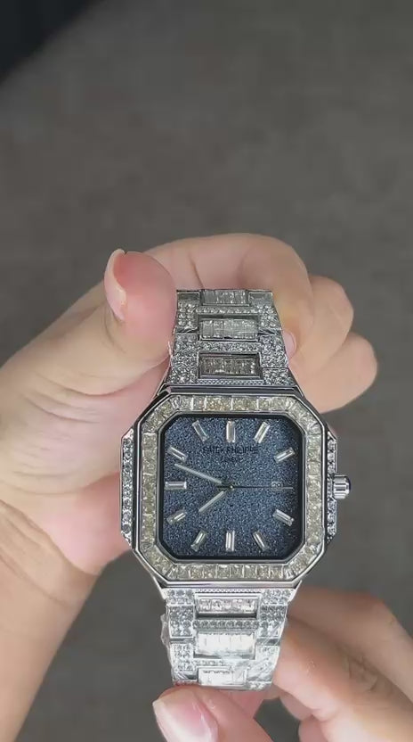 Patek Phillippe Diamond Plateado Turquesa