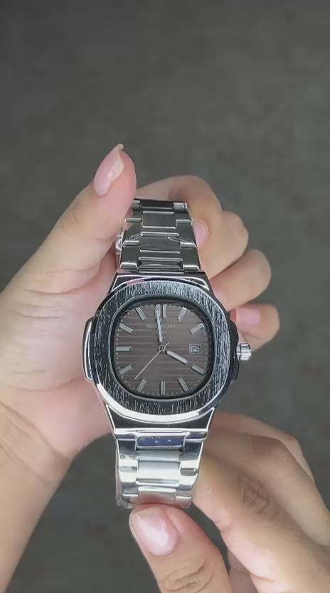 Patek Phillippe Plateado Tablero Café