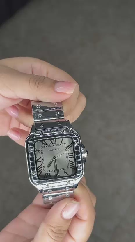 Cartier Santos Metálico Plateado